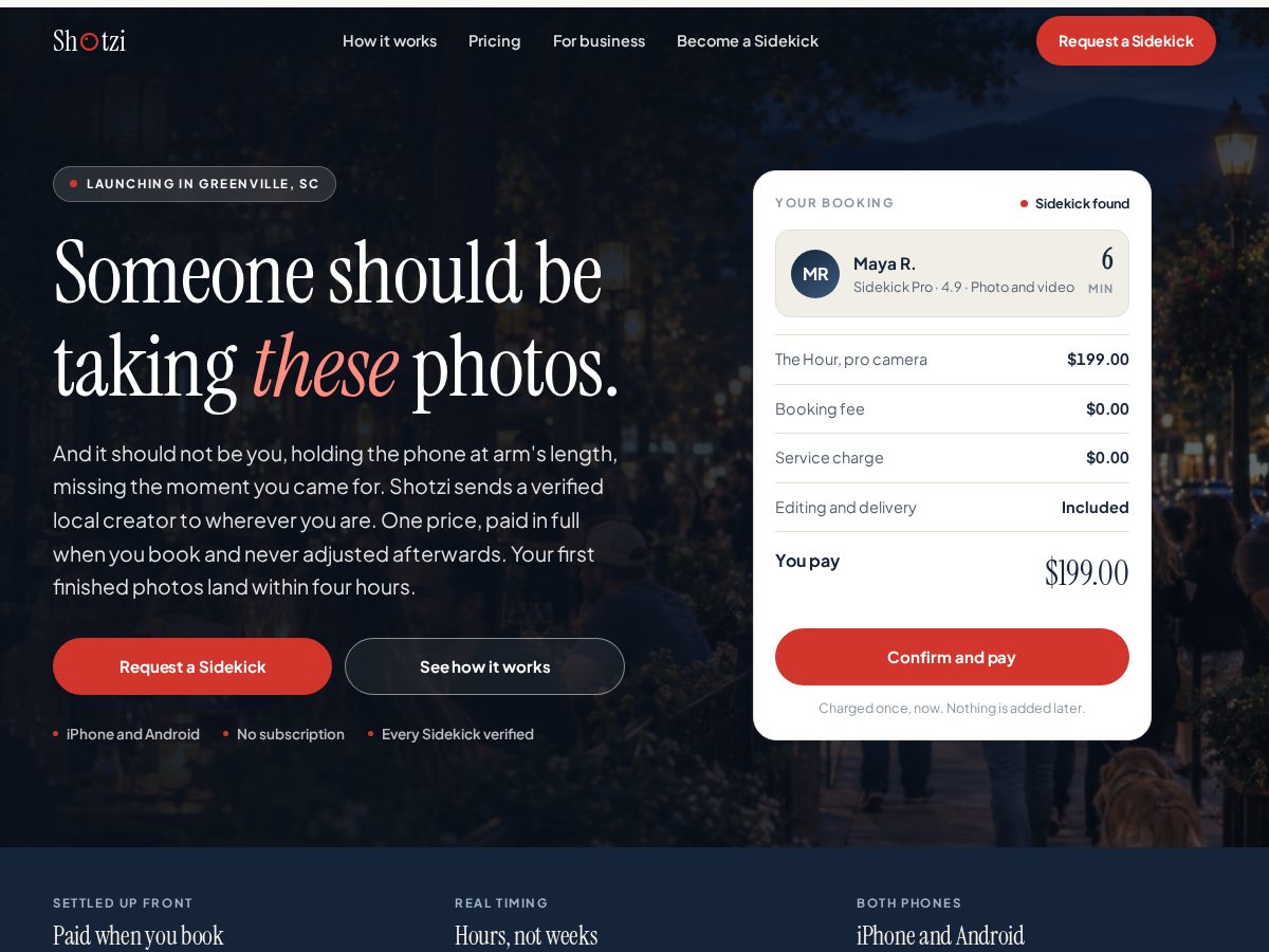 Landing-page snapshot of shotziapp.com