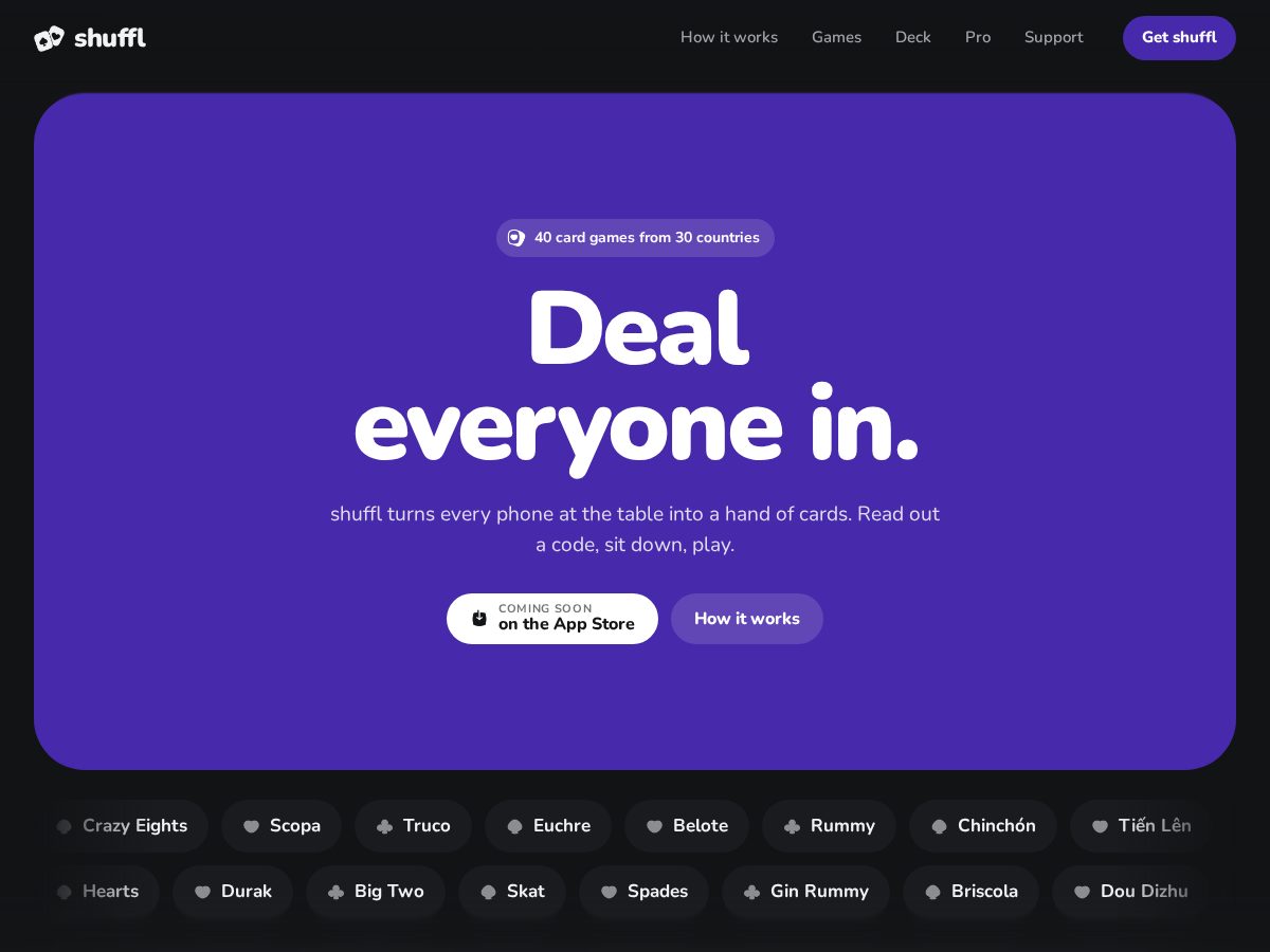 Landing-page snapshot of shufflapp.com