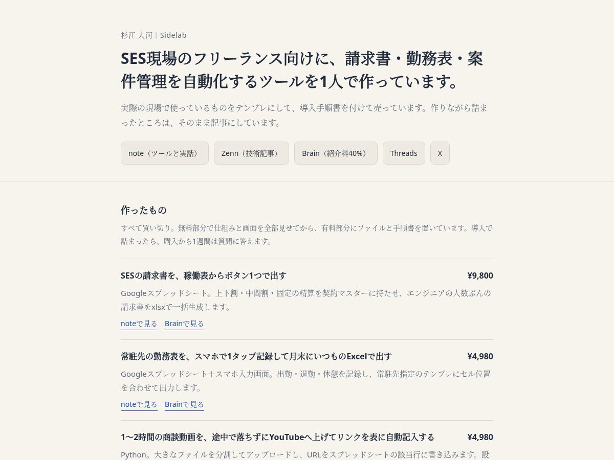 Landing-page snapshot of sidelab.page