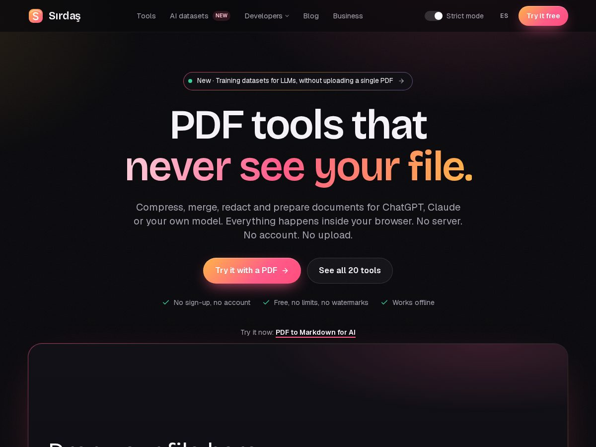 Landing-page snapshot of sirdaspdf.com