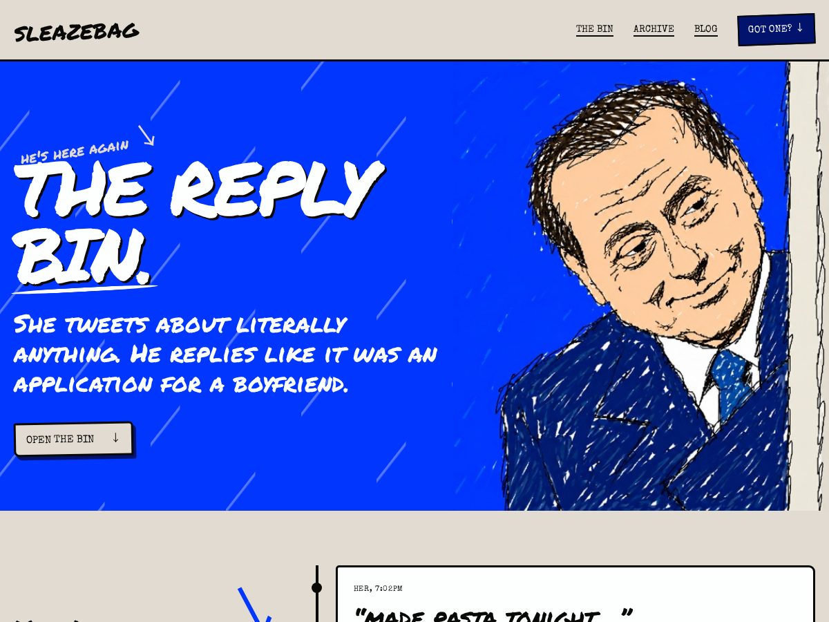 Landing-page snapshot of sleazebag.men