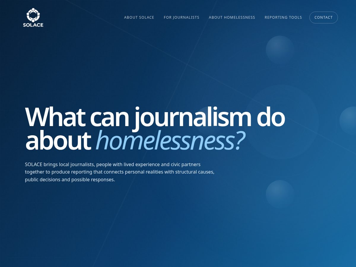 Landing-page snapshot of solacejournalism.org