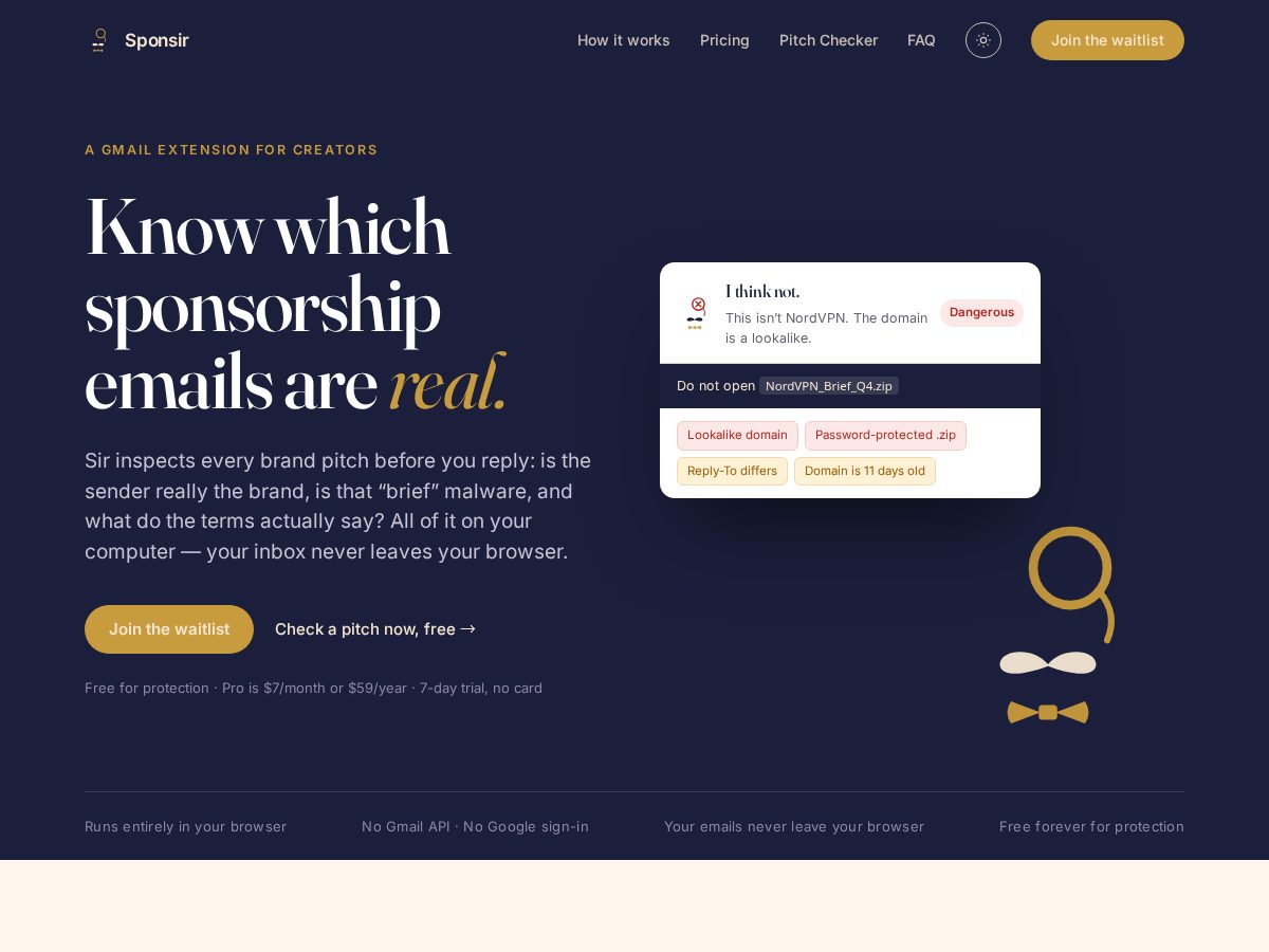 Landing-page snapshot of sponsir.app