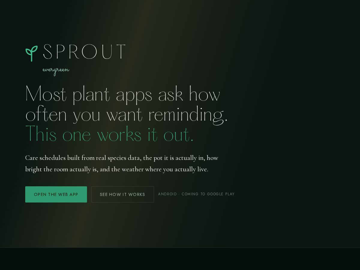 Landing-page snapshot of sproutevergreen.com