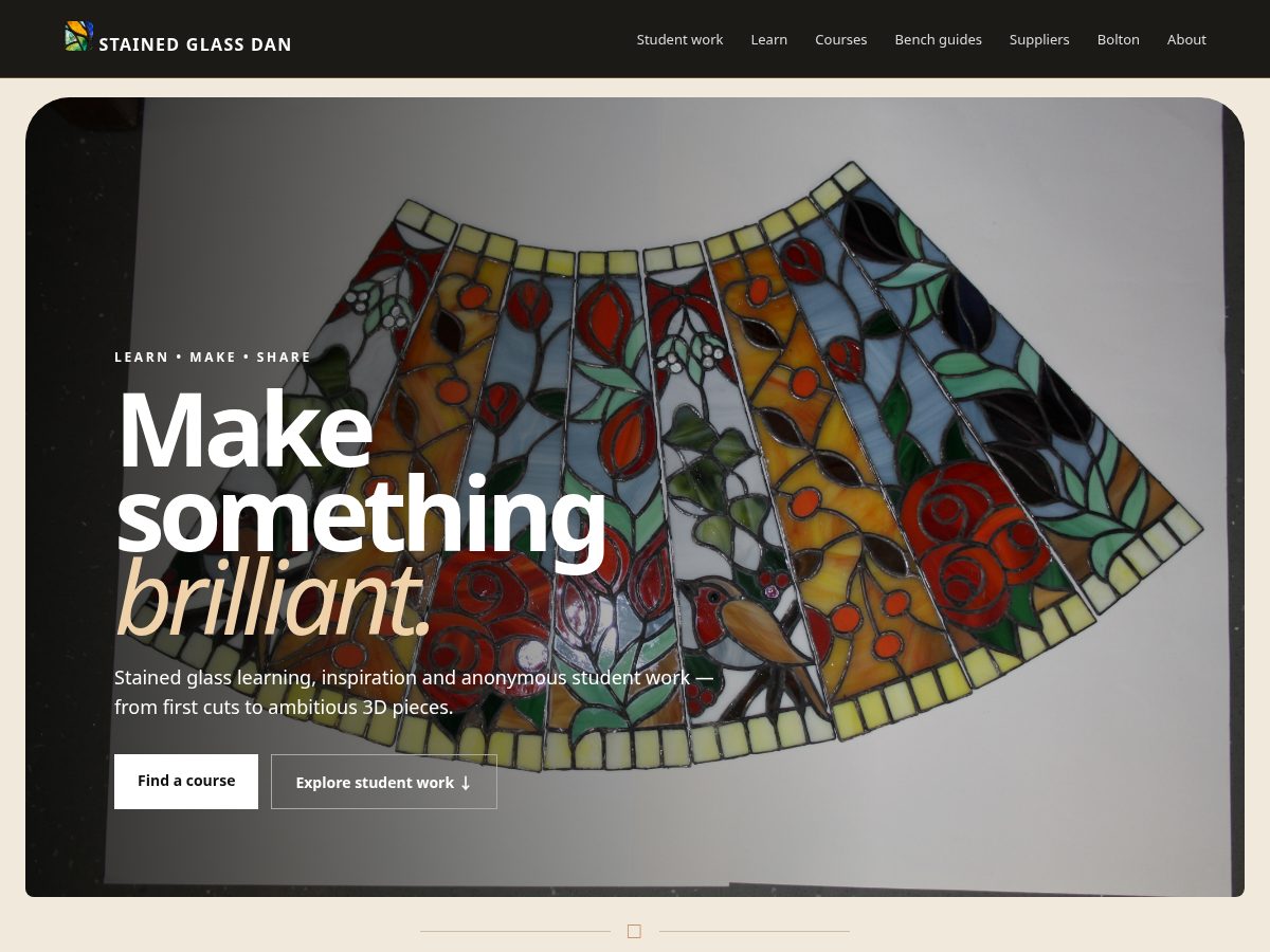Landing-page snapshot of stainedglassdan.com