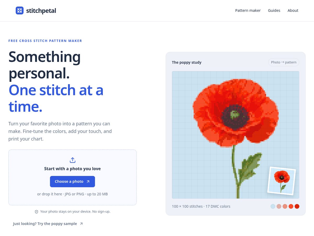 Landing-page snapshot of stitchpetal.com