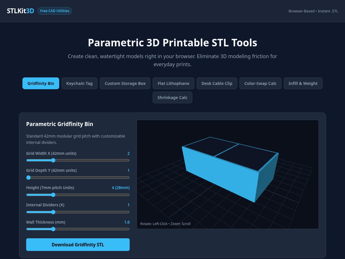 Landing-page snapshot of stlkit3d.com