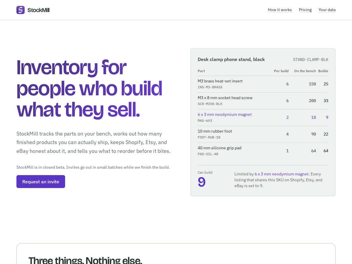 Landing-page snapshot of stockmill.app