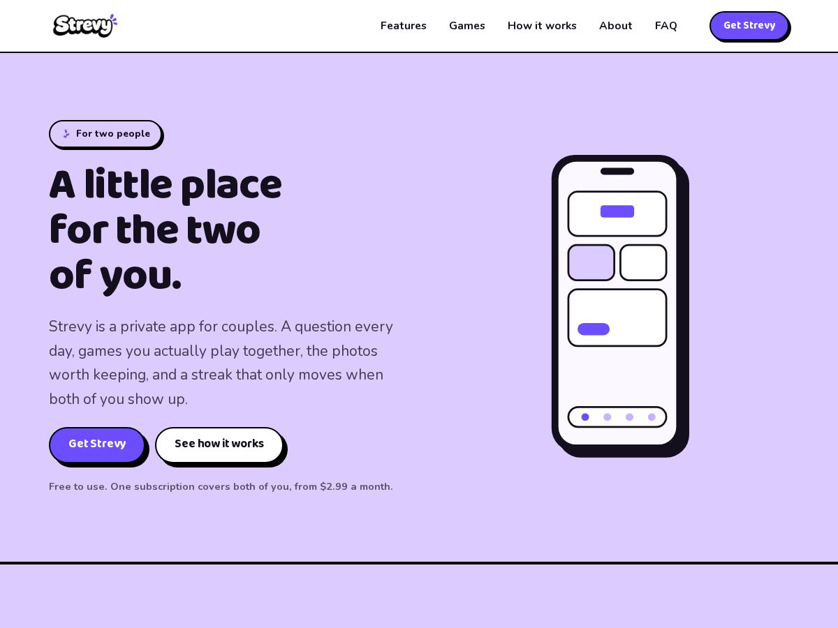 Landing-page snapshot of strevy.app