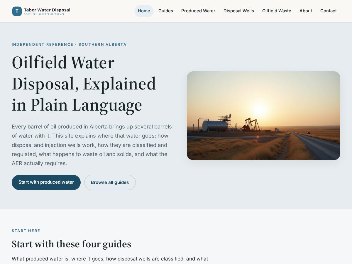 Landing-page snapshot of taberwaterdisposal.com