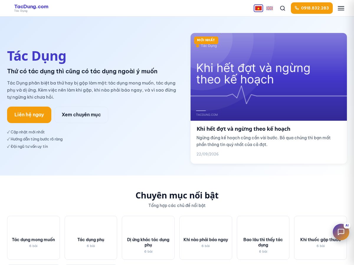 Landing-page snapshot of tacdung.com