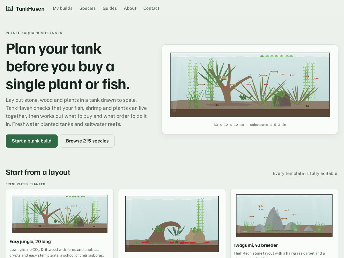 Landing-page snapshot of tankhaven.com
