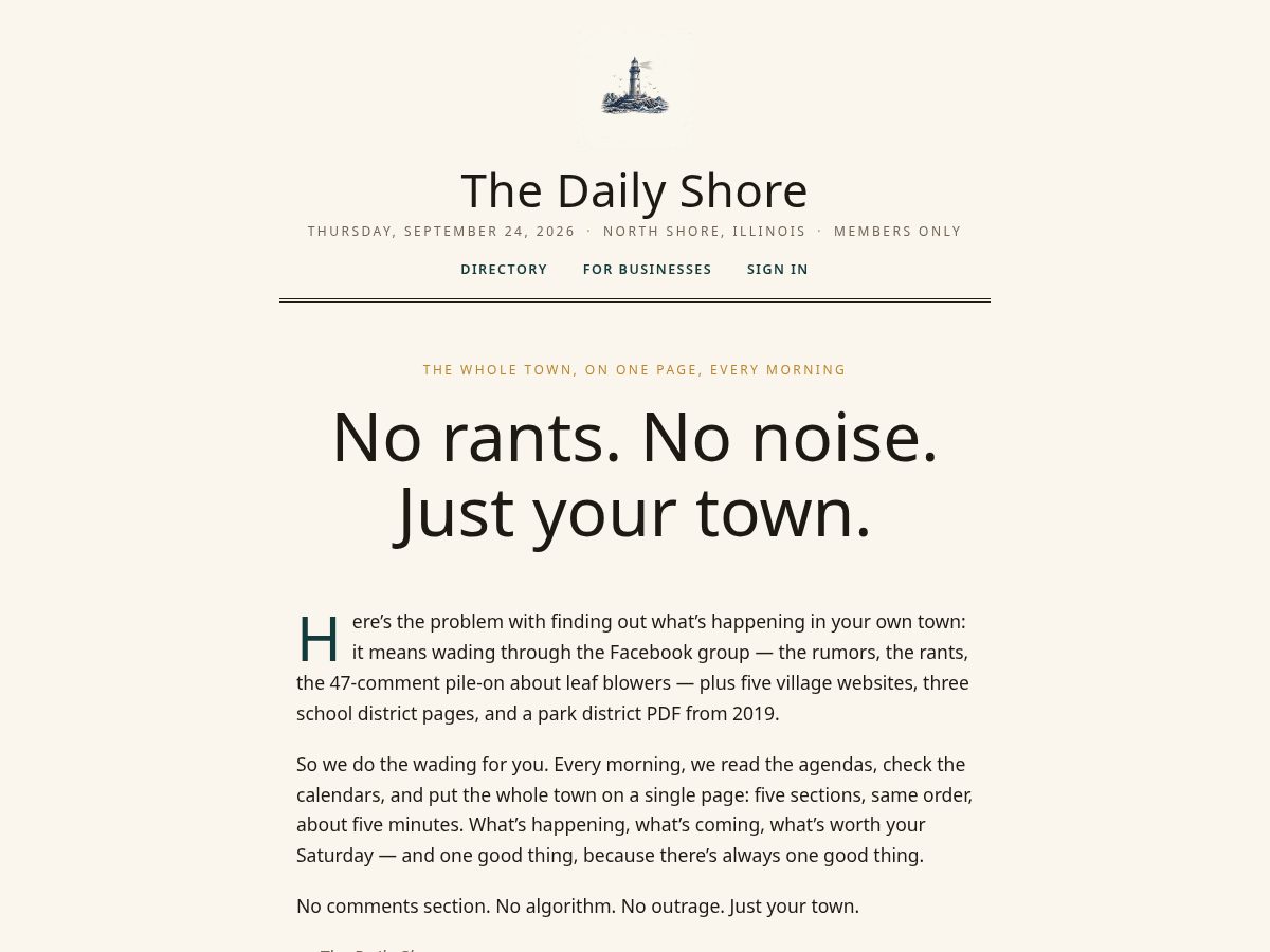 Landing-page snapshot of thedailyshore.com