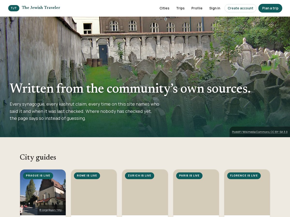 Landing-page snapshot of thejewishtraveler.org