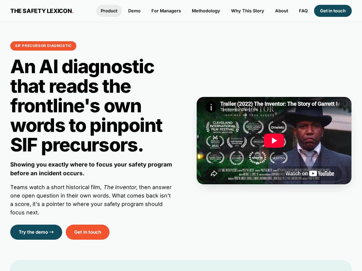 Landing-page snapshot of thesafetylexicon.com