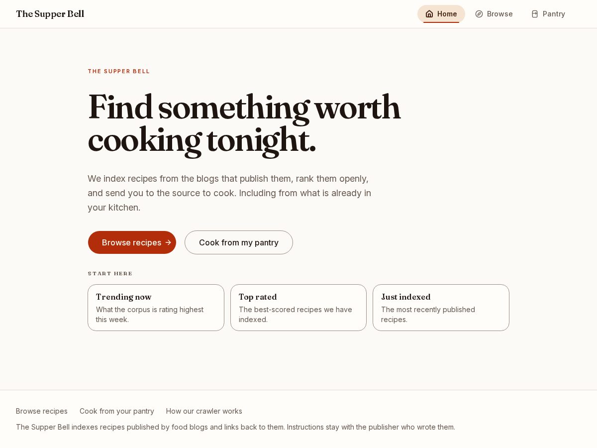 Landing-page snapshot of thesupperbell.com