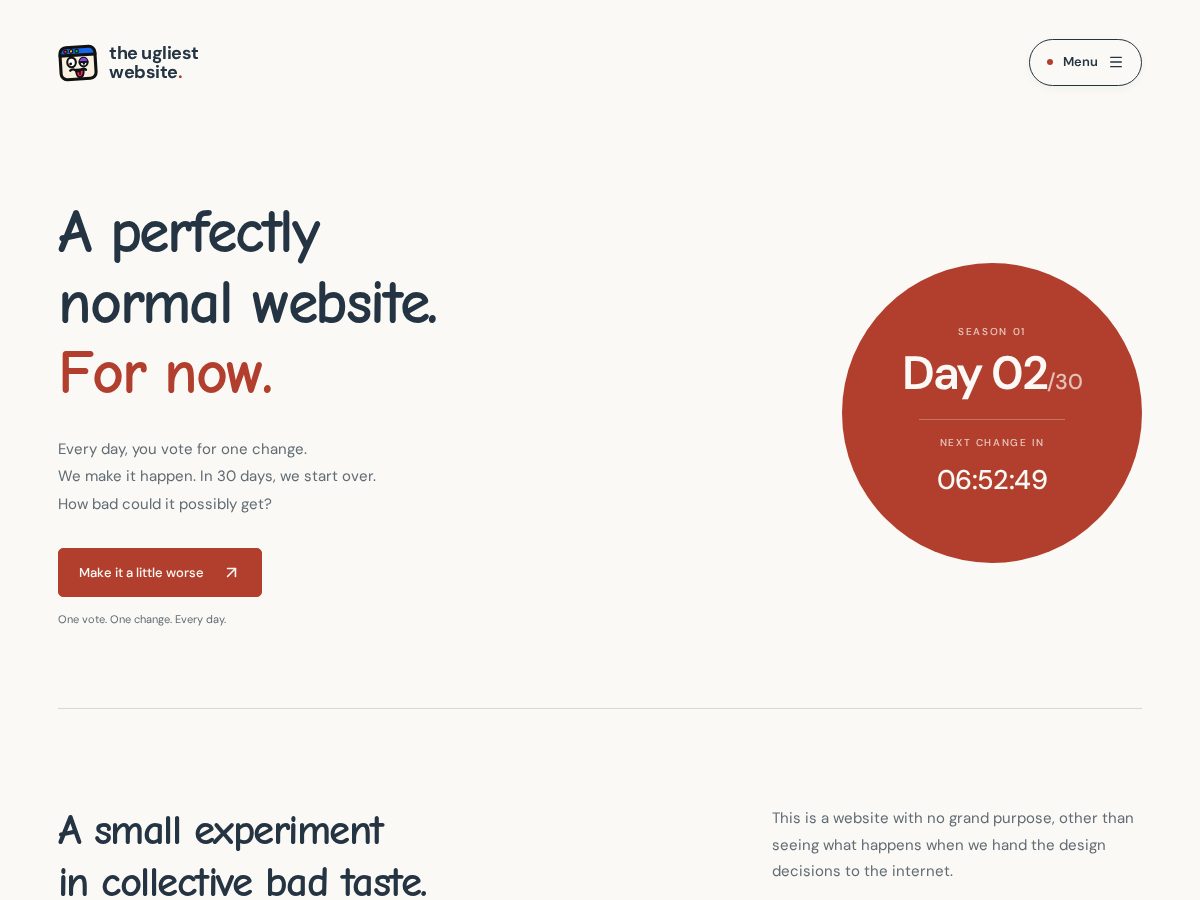 Landing-page snapshot of theugliestwebsite.com