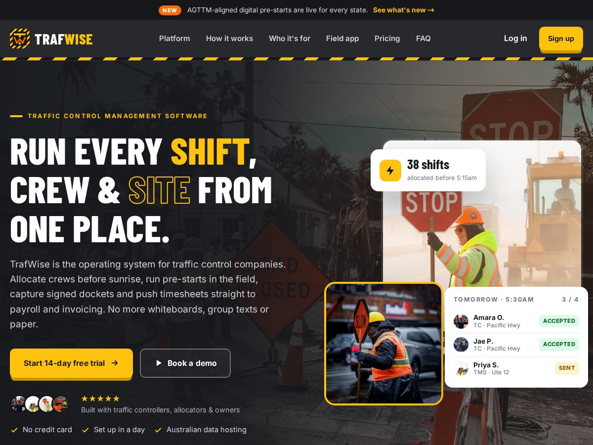 Landing-page snapshot of trafwise.com