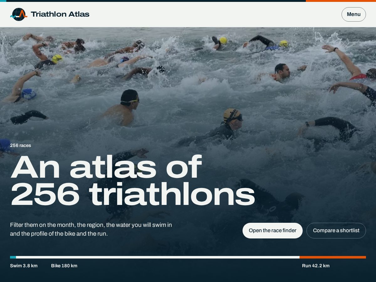 Landing-page snapshot of triathlonatlas.com