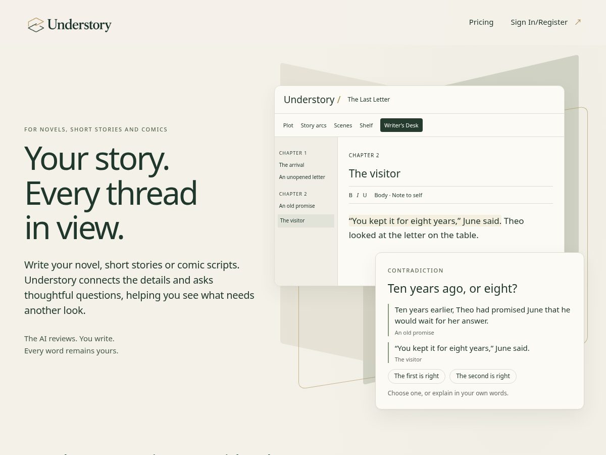 Landing-page snapshot of understorywriting.com