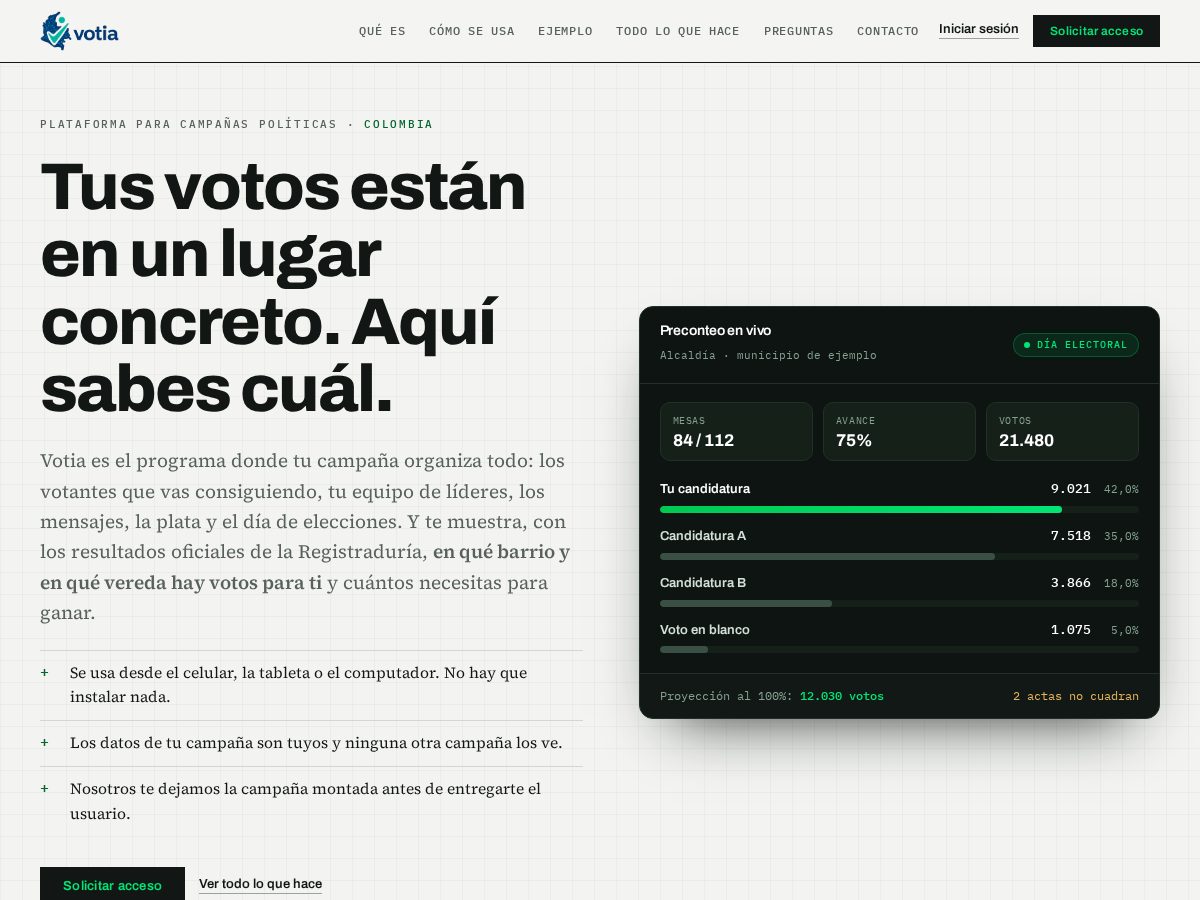 Landing-page snapshot of votia.lat