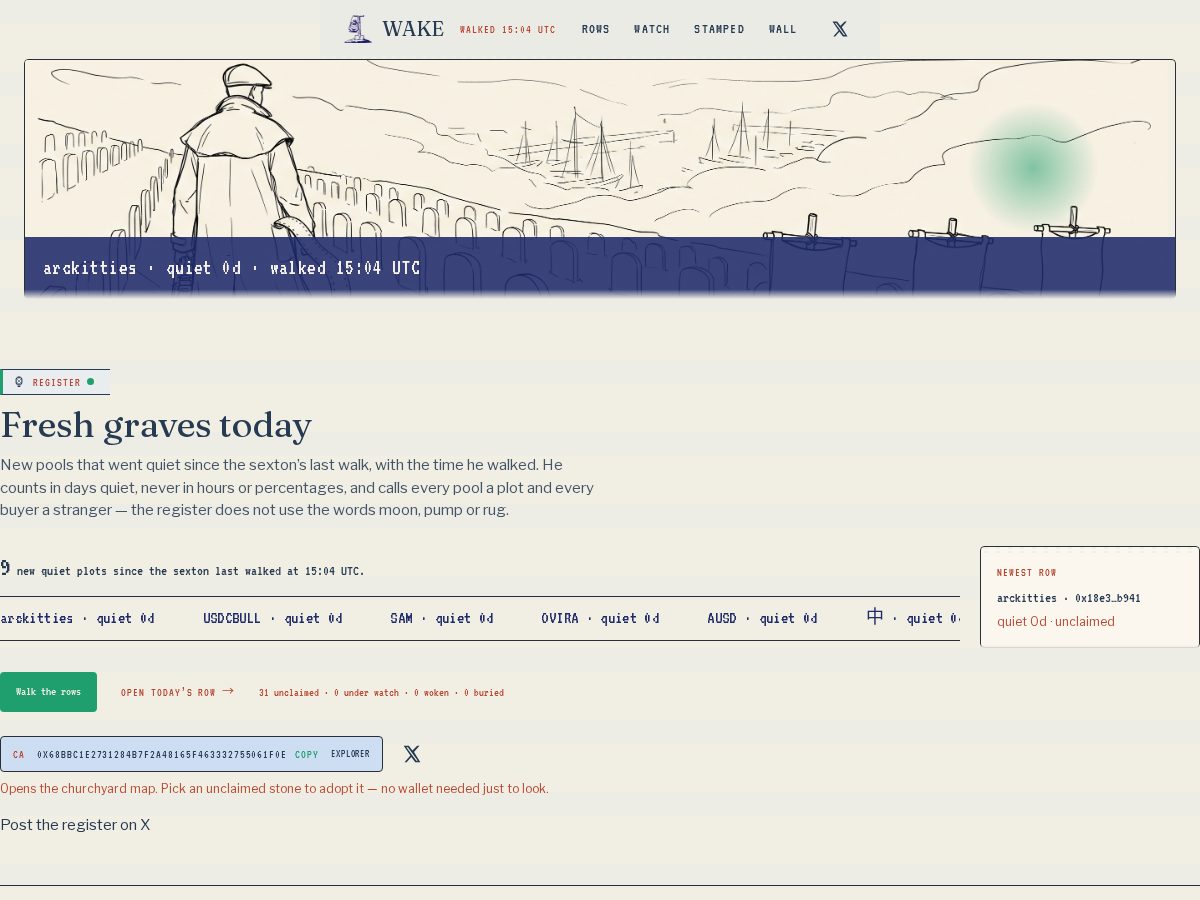 Landing-page snapshot of wakeonarc.xyz