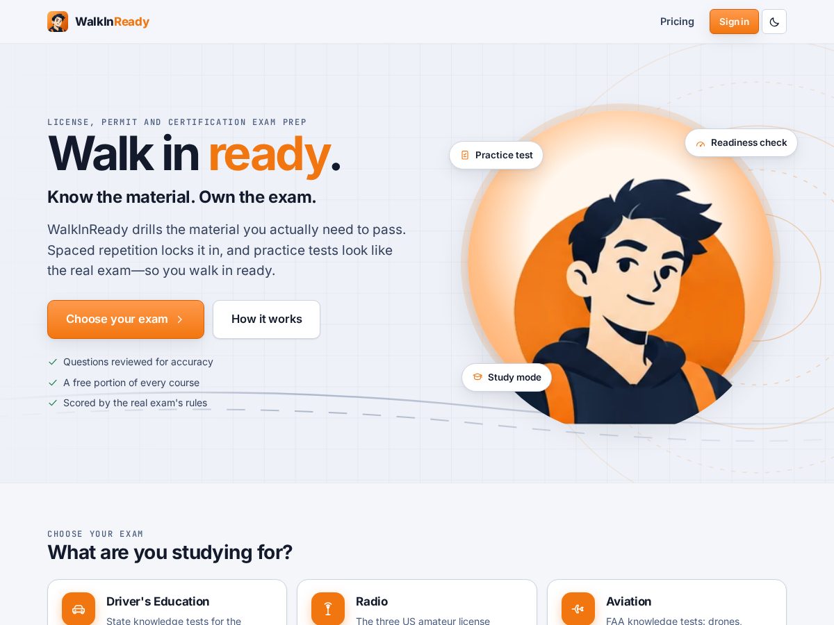 Landing-page snapshot of walkinready.training