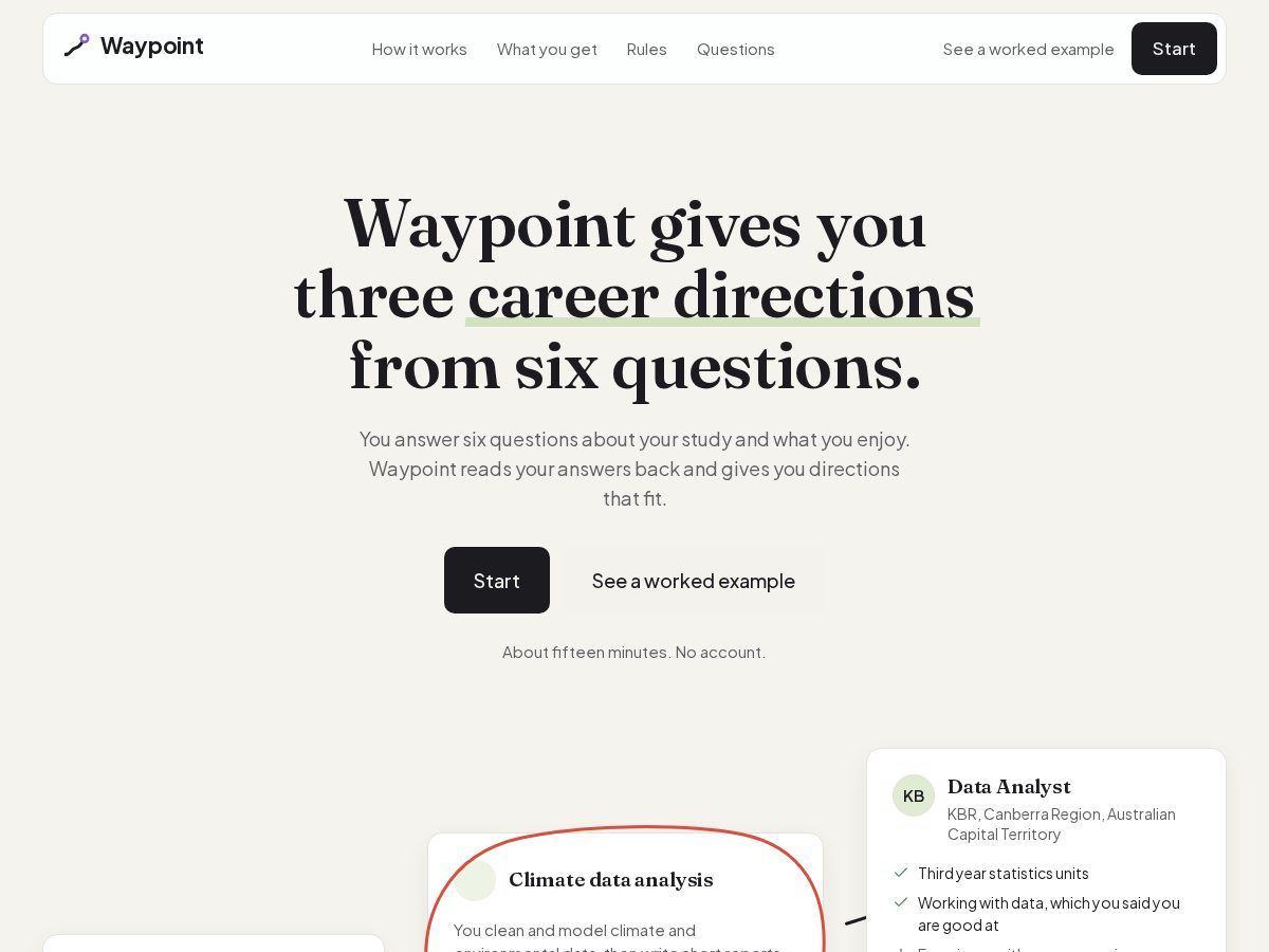 Landing-page snapshot of waypointapp.org