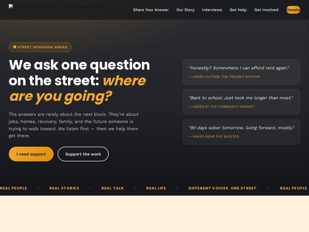 Landing-page snapshot of whereareyougoing.family