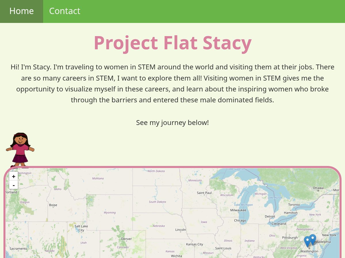 Landing-page snapshot of whereisflatstacy.com