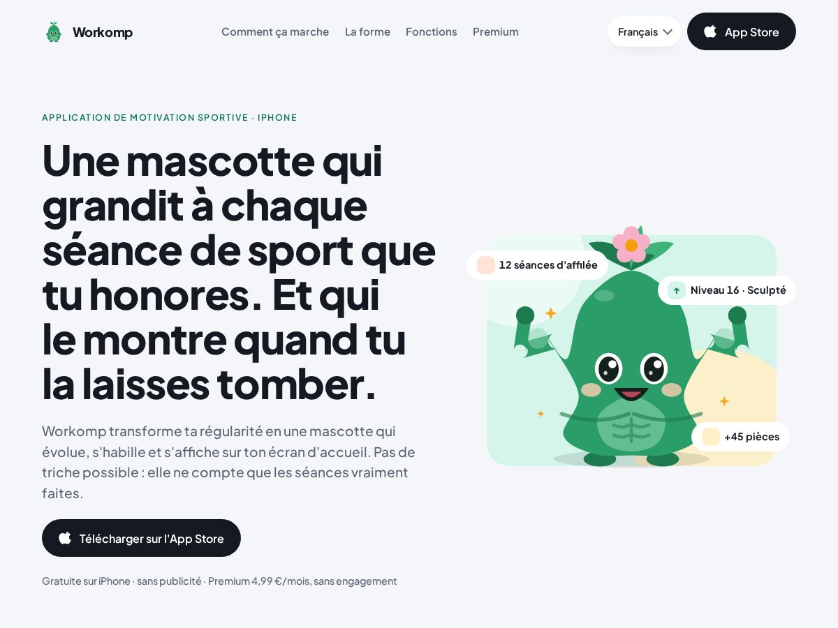 Landing-page snapshot of workomp.app