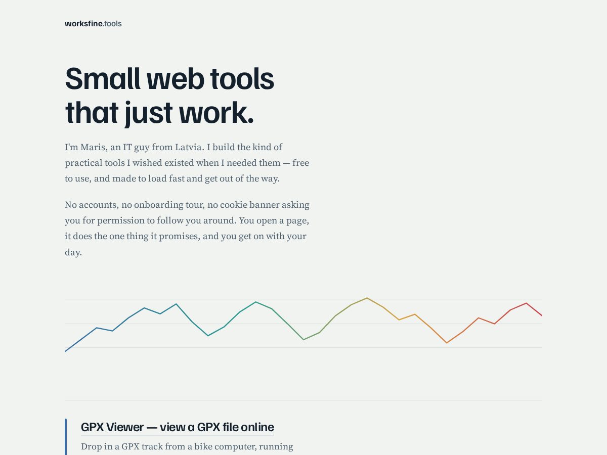 Landing-page snapshot of worksfine.tools
