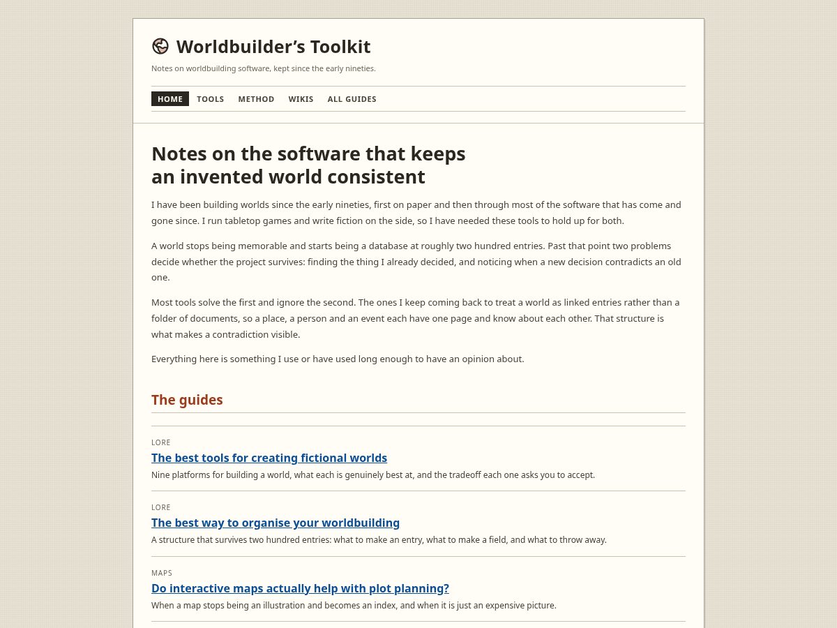 Landing-page snapshot of worldbuilderstoolkit.com