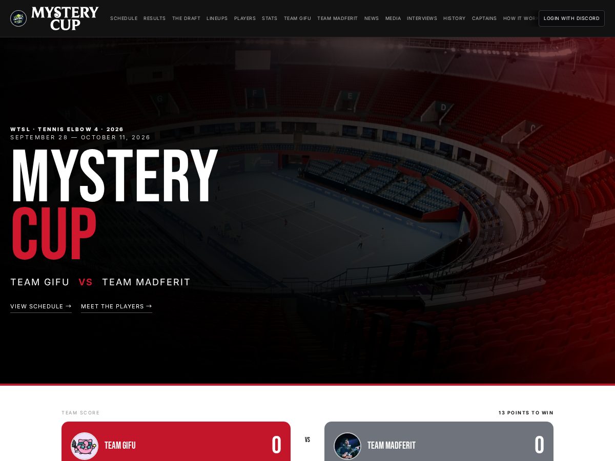 Landing-page snapshot of wtslmysterycup.com
