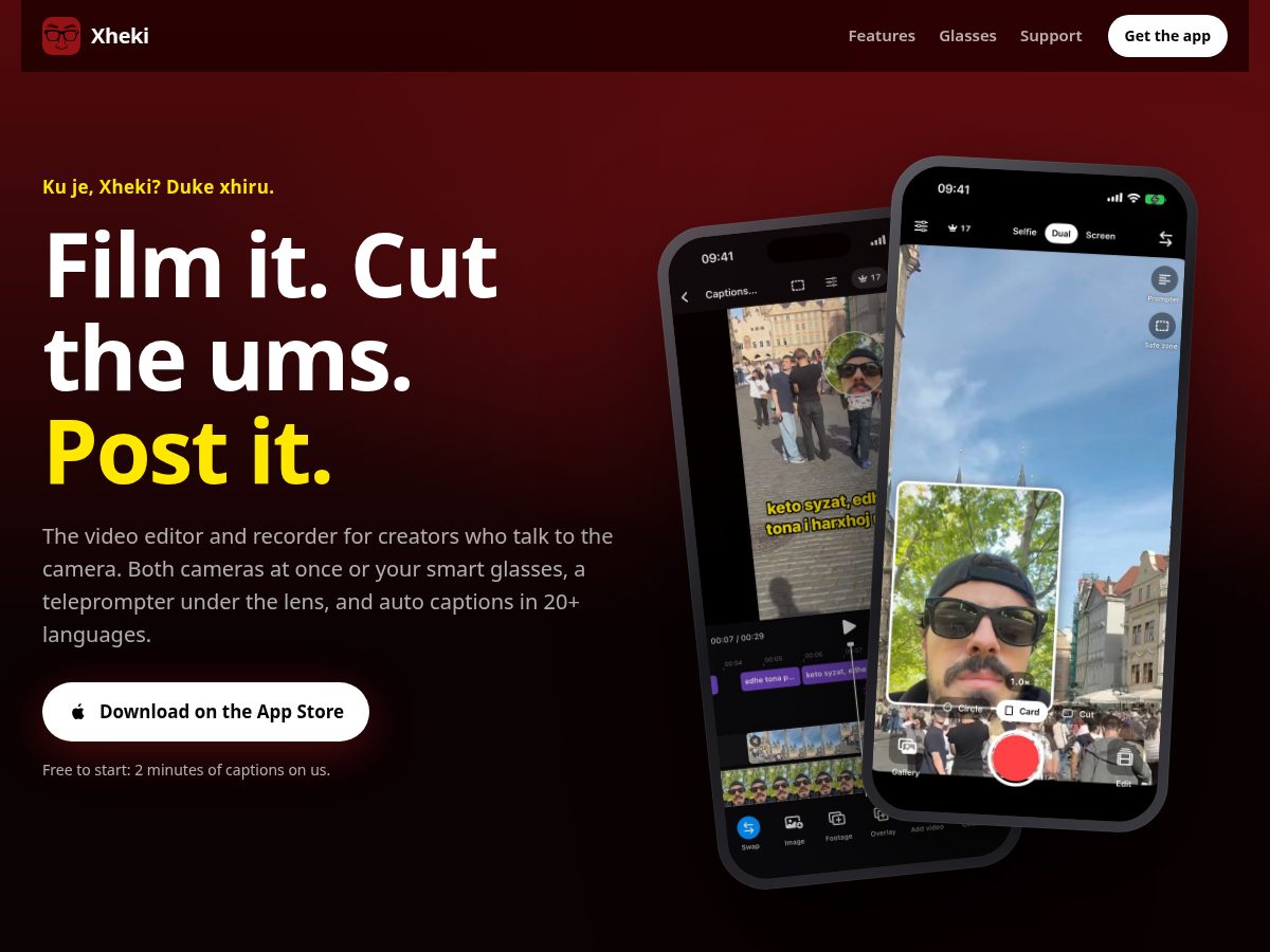 Landing-page snapshot of xheki-videoeditor.com