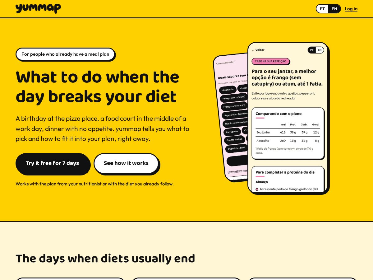 Landing-page snapshot of yummap.app