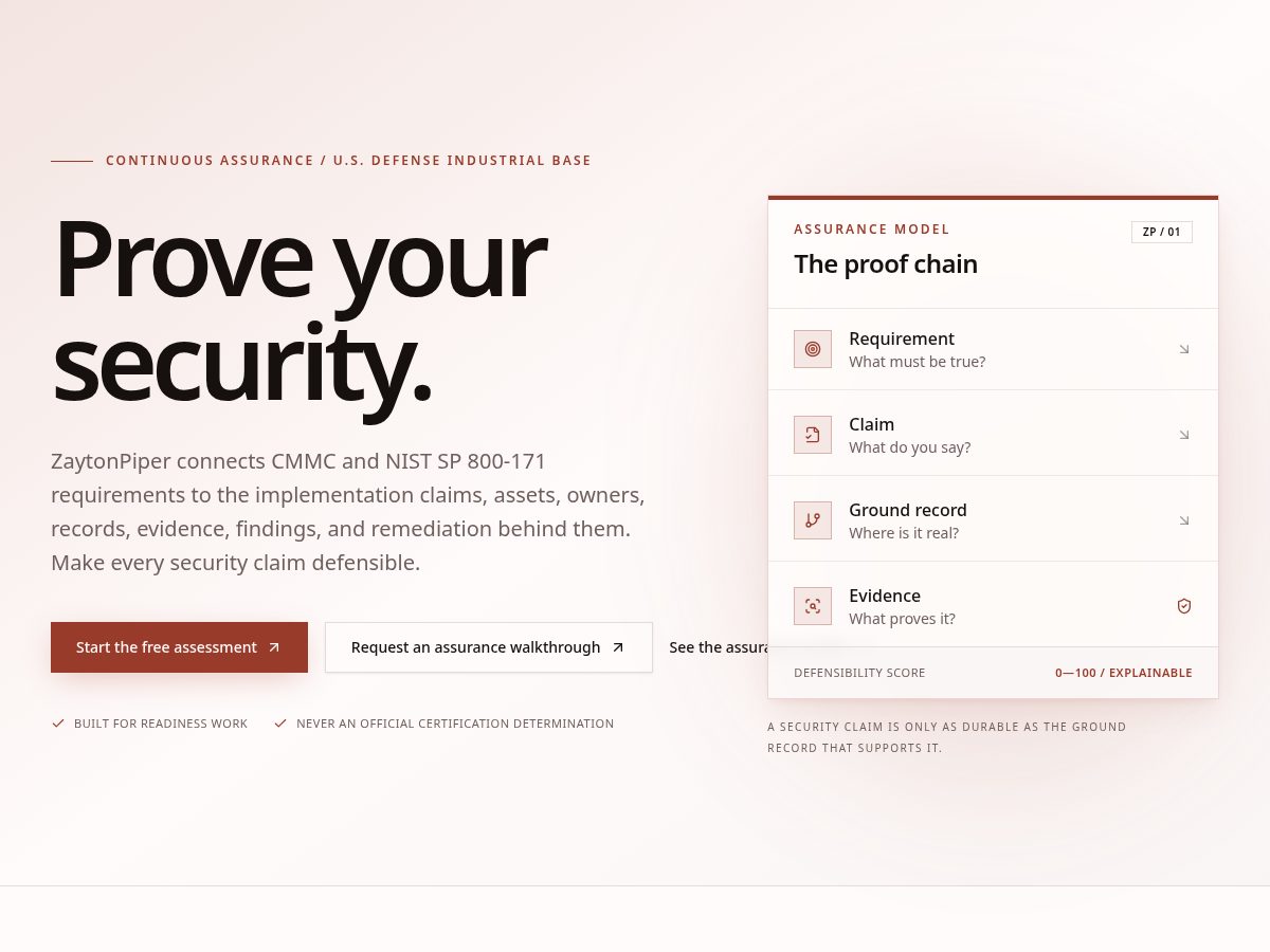 Landing-page snapshot of zaytonpiper.com