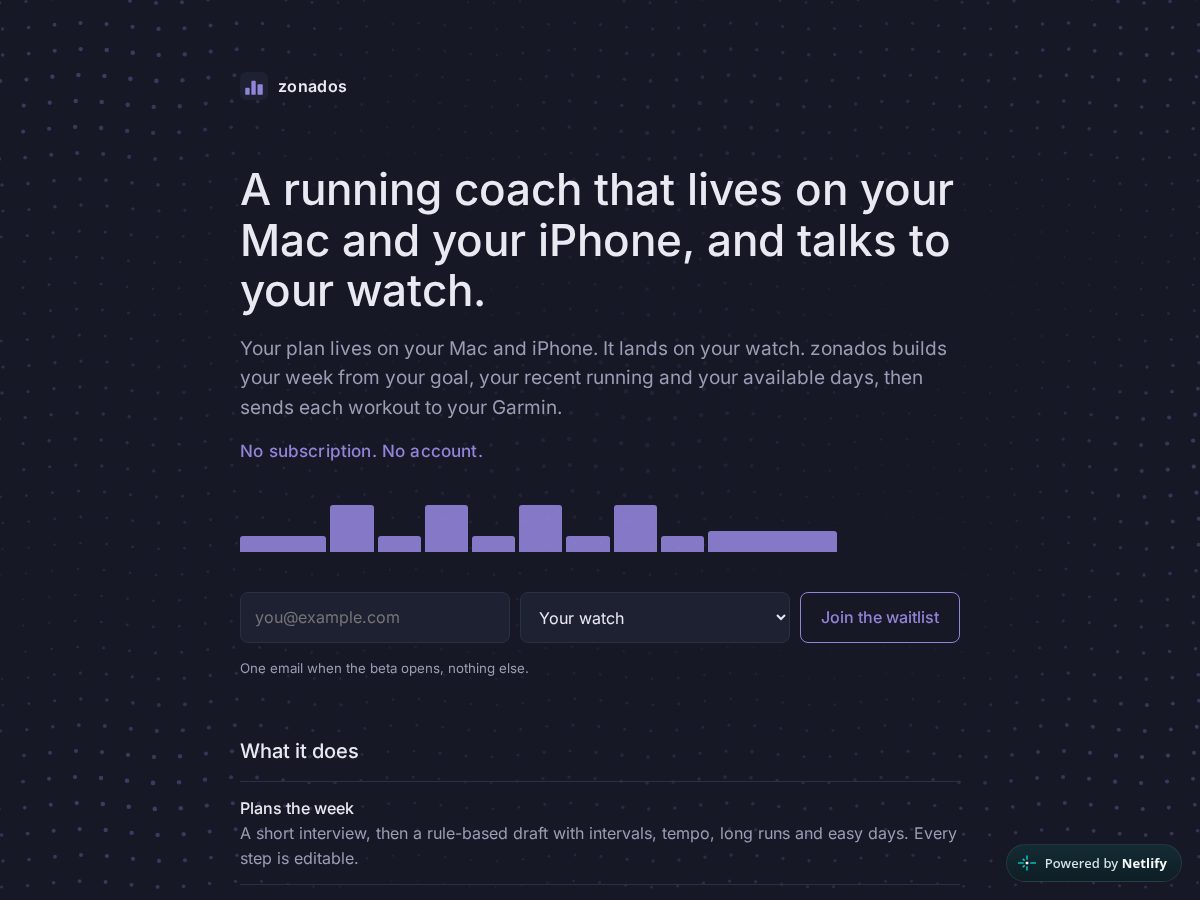 Landing-page snapshot of zonados.app