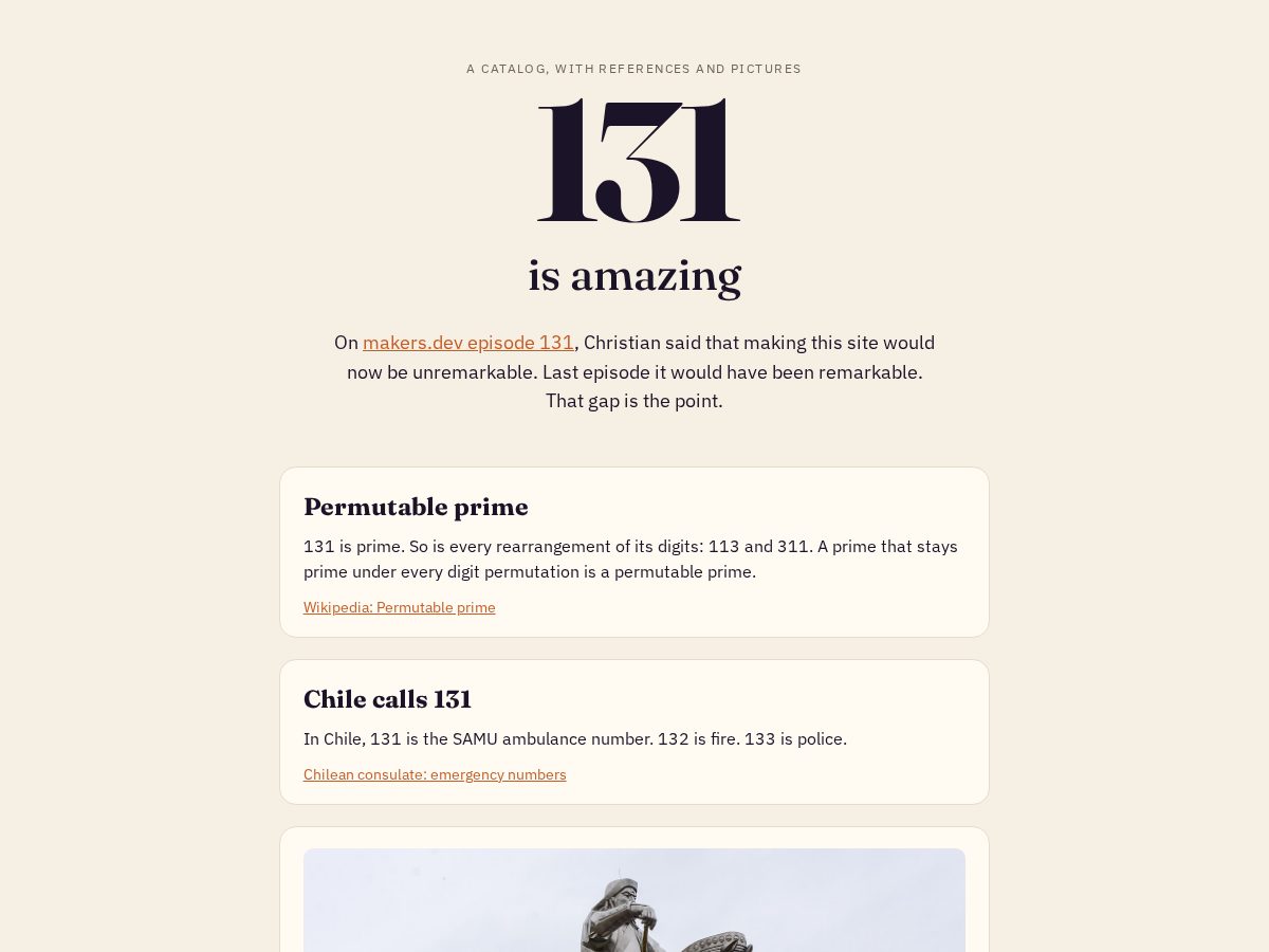 Landing-page snapshot of 131isamazing.com