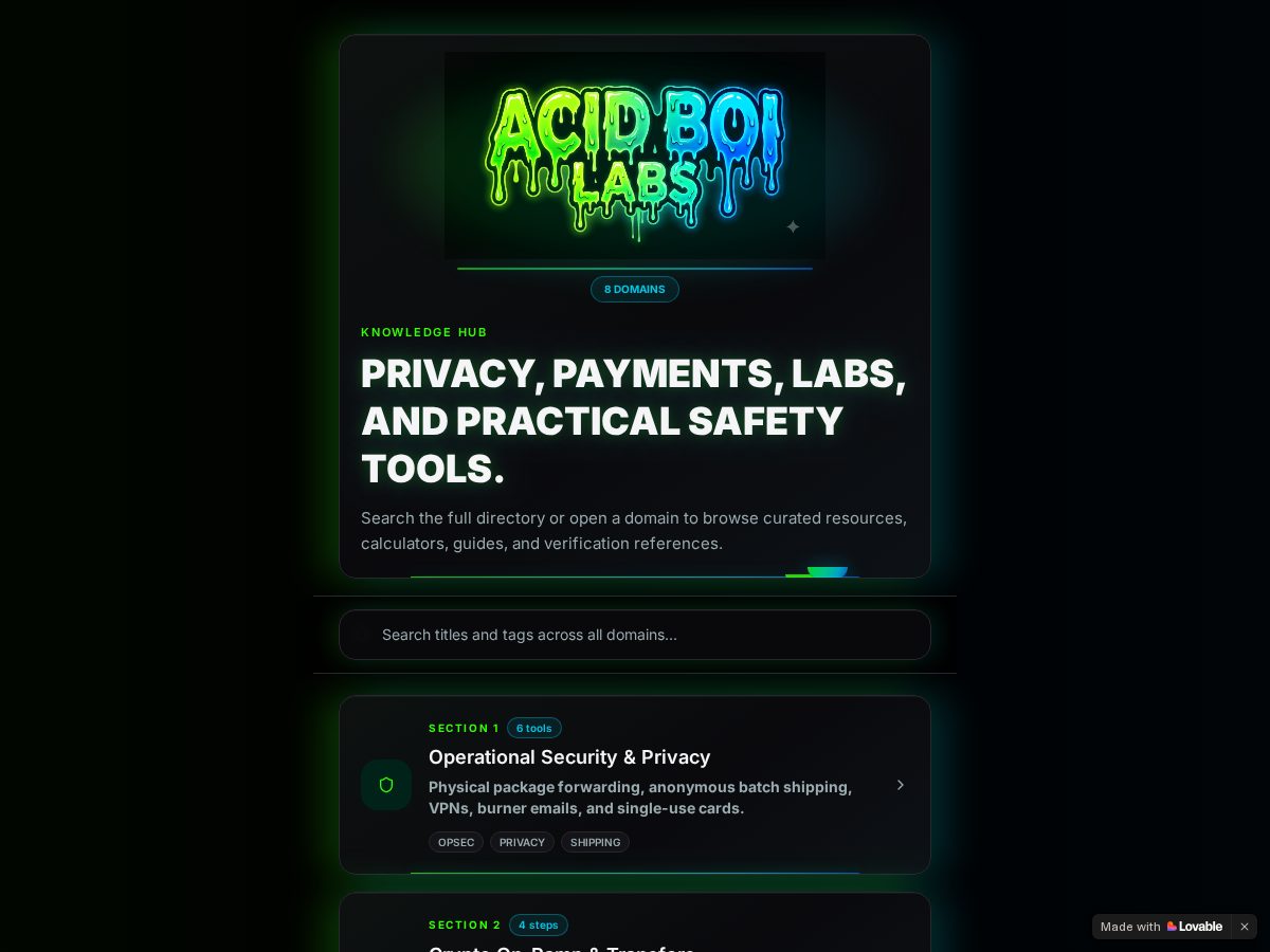Landing-page snapshot of acidboilabs.com