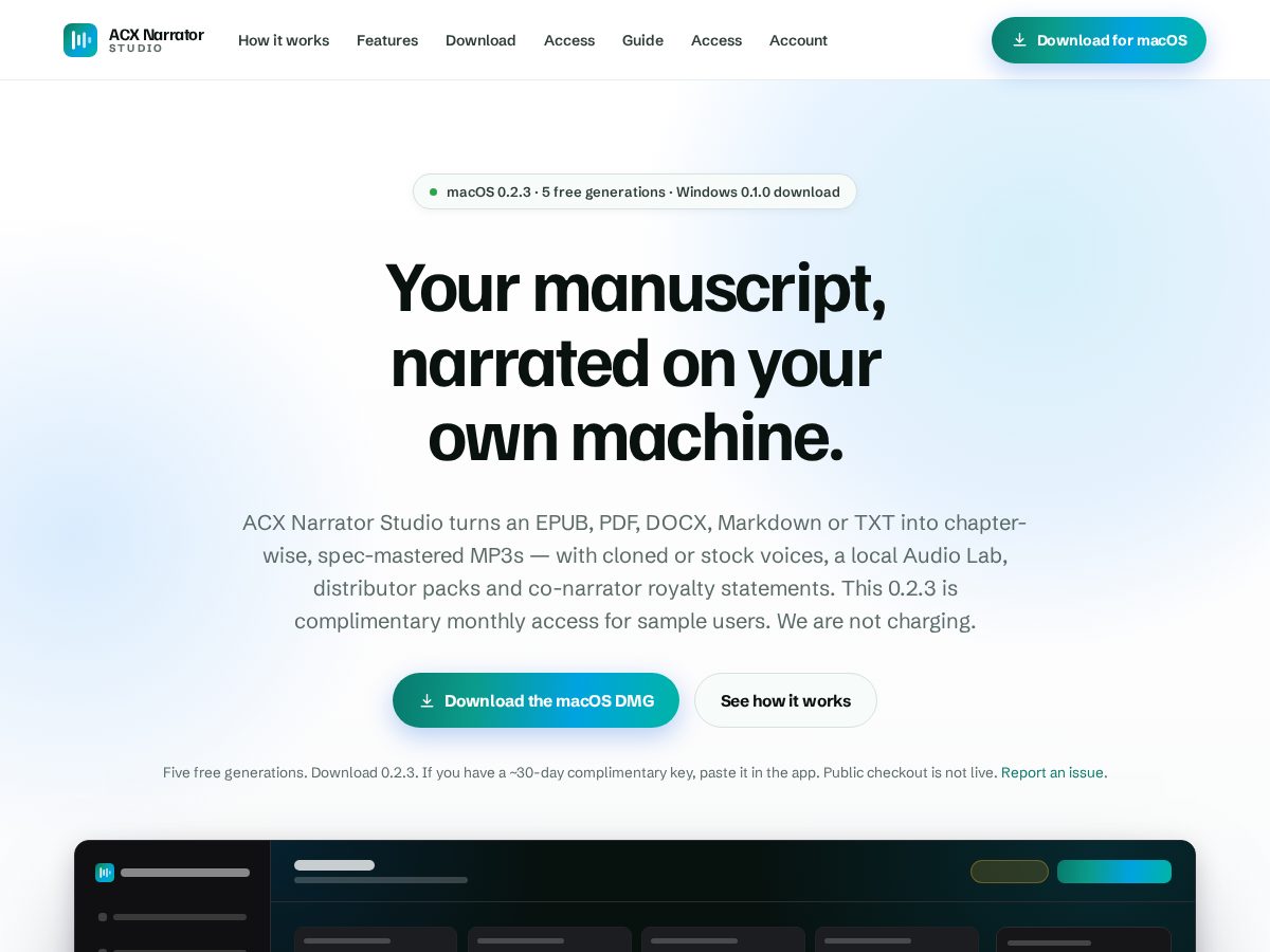 Landing-page snapshot of acx-narrator.com