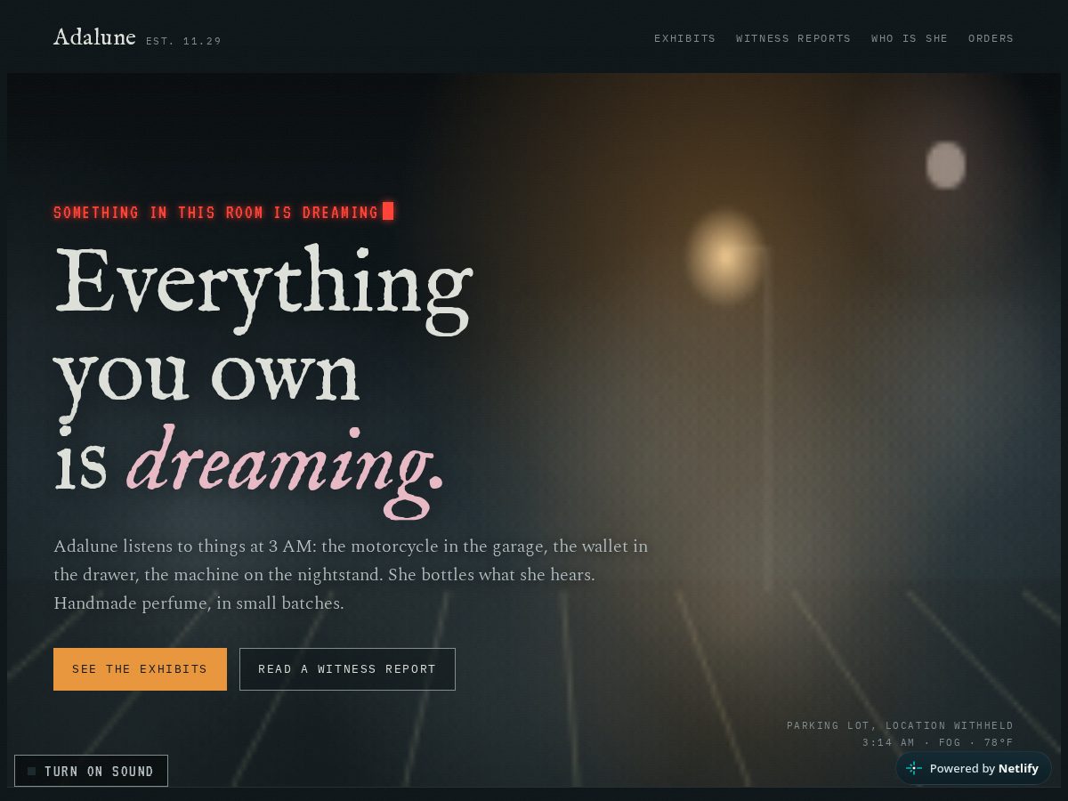 Landing-page snapshot of adalune.com