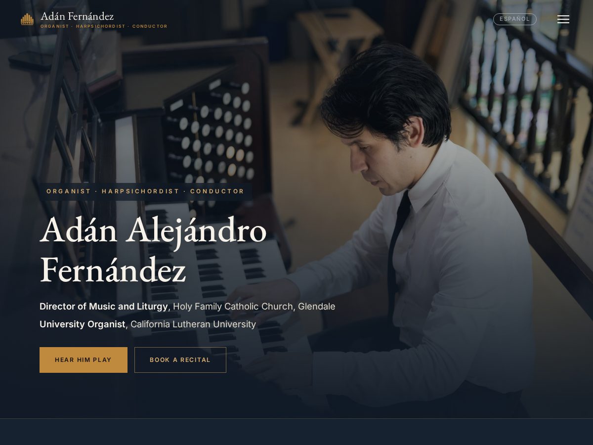 Landing-page snapshot of adanfernandezmusic.com