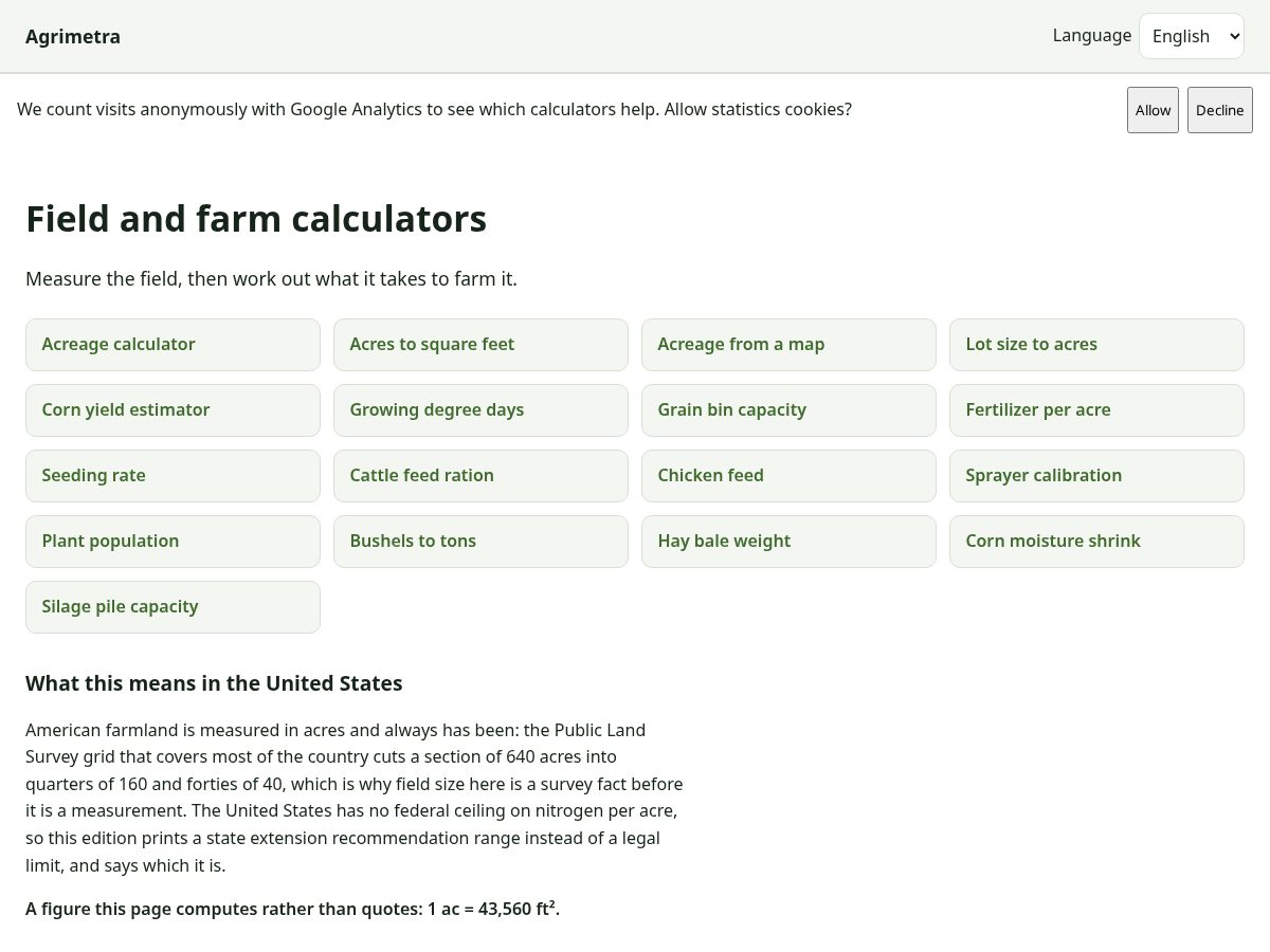 Landing-page snapshot of agrimetra.com