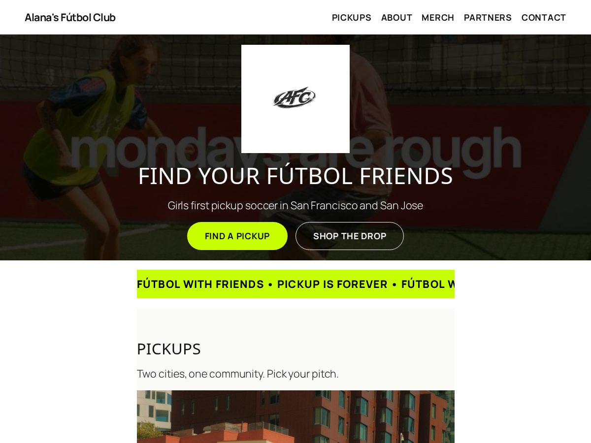 Landing-page snapshot of alanasfutbolclub.com
