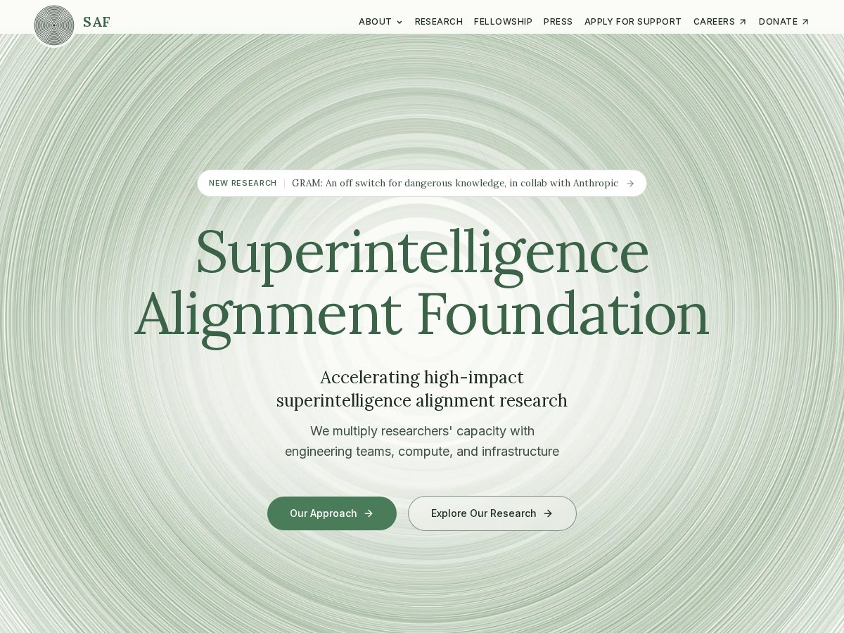 Landing-page snapshot of alignsuperintelligence.com