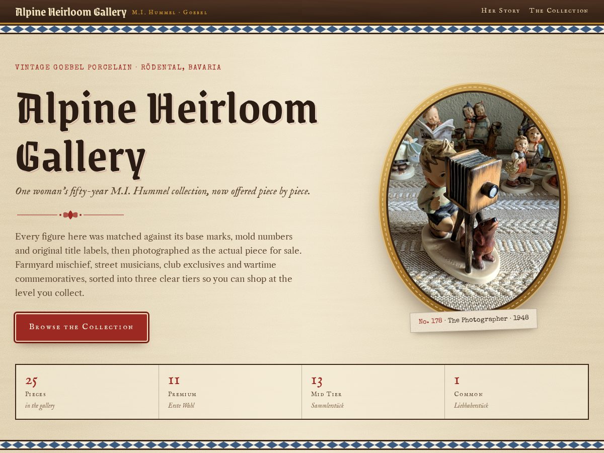 Landing-page snapshot of alpineheirloomgallery.com