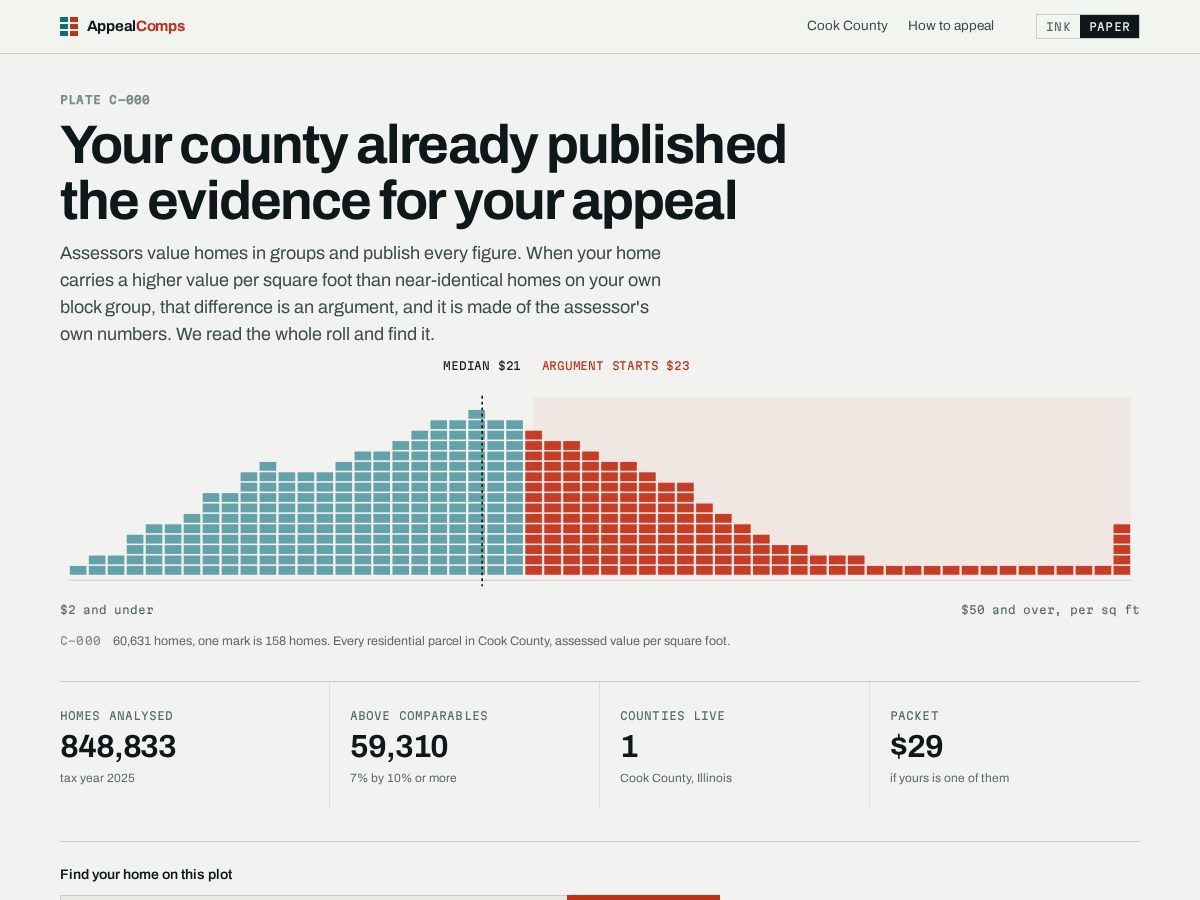 Landing-page snapshot of appealcomps.com