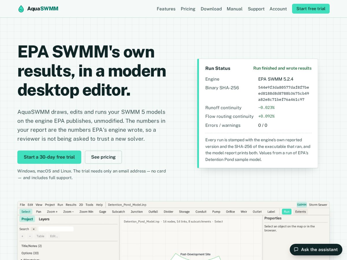 Landing-page snapshot of aquaswmm.com