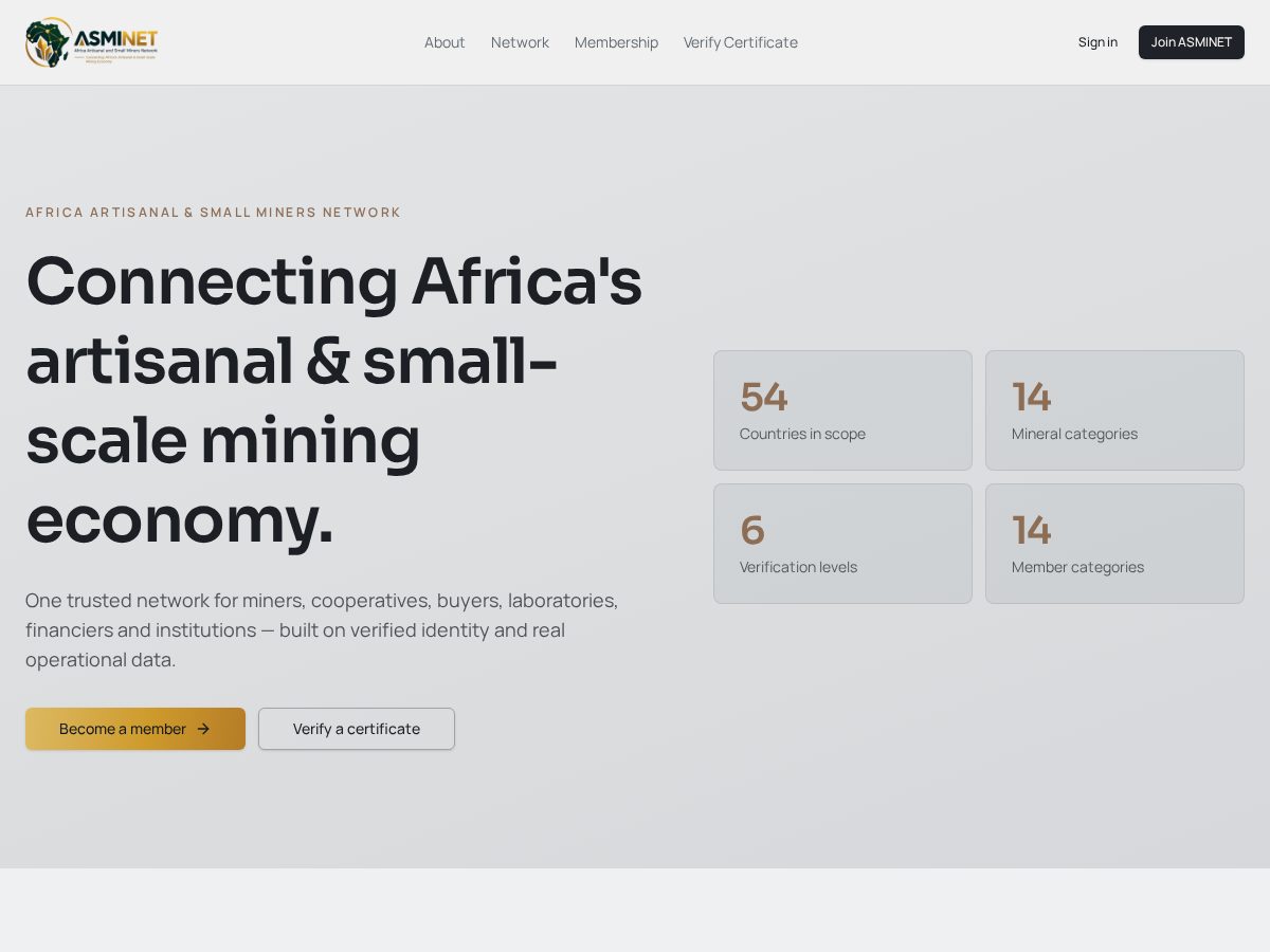 Landing-page snapshot of asminet.org
